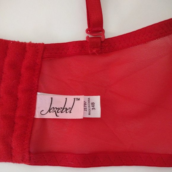 Jezebel Red Lace Convertible Underwire Push Up Balconette Bra NEW 34B - Picture 12 of 13